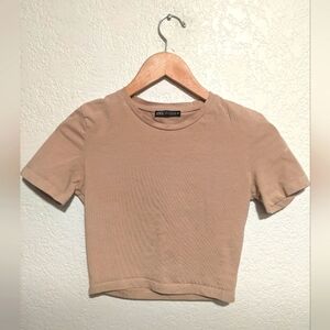 Zara Women Tan Crop Top